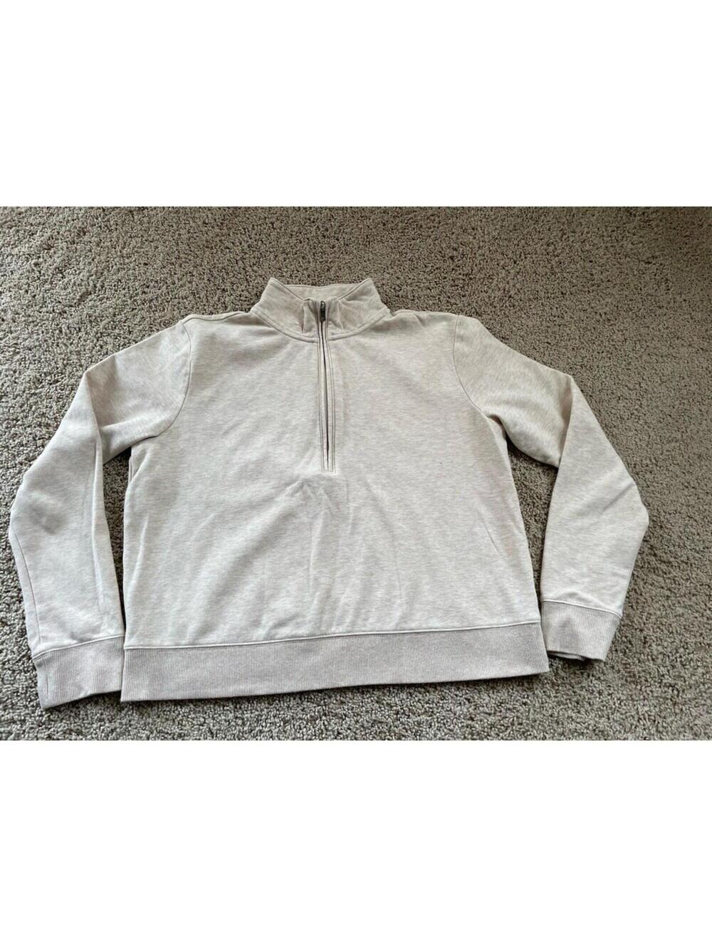 Travis Mathew Women's Cloud Fleece 1/2 Zip Pullover Beige Large Sweatshirt